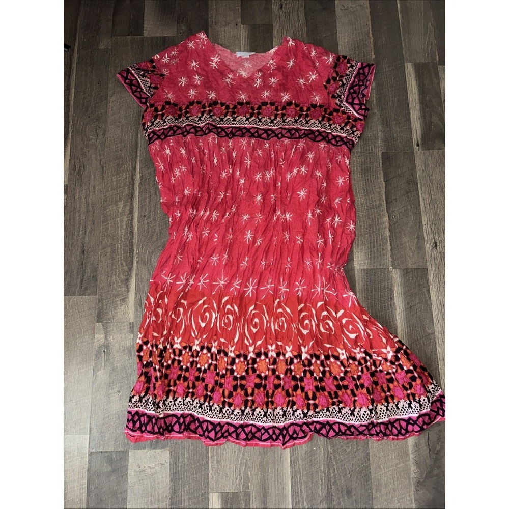 Only Necessities Red Floral Shift V Neck Dress MuuMuu Size 3X